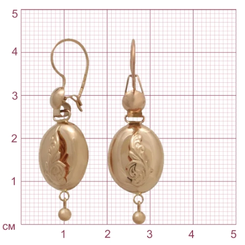 Серьги петельки из золота 585 пробы