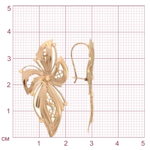 Серьги петельки из золота 585 пробы