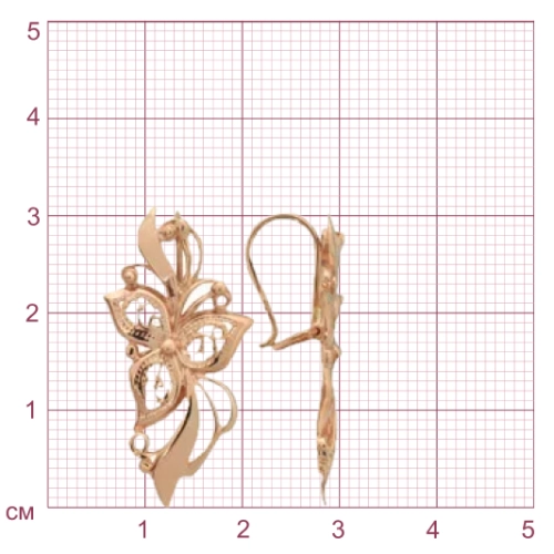 Серьги петельки из золота 585 пробы