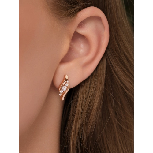 Серьги из золота 585 пробы с фианитами