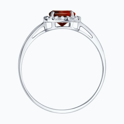 Кольцо из серебра 925 пробы с гранатом и фианитами