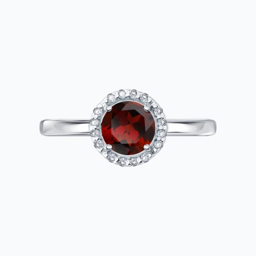 Кольцо из серебра 925 пробы с гранатом и фианитами