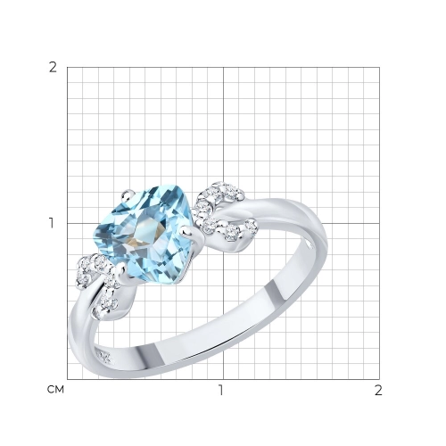 Кольцо из серебра 925 пробы с топазом и фианитами