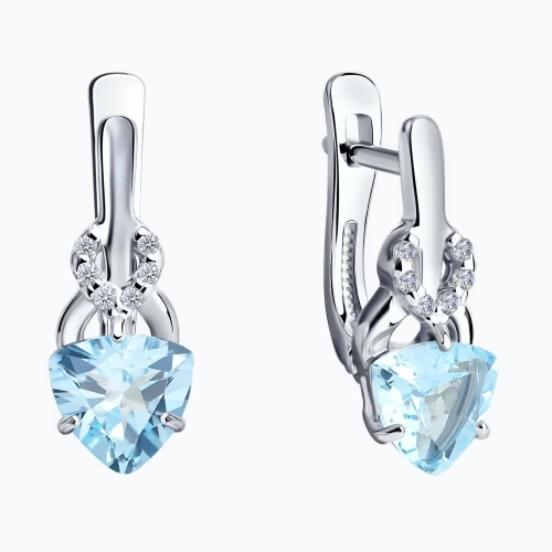 Серьги из серебра 925 пробы с топазами и фианитами