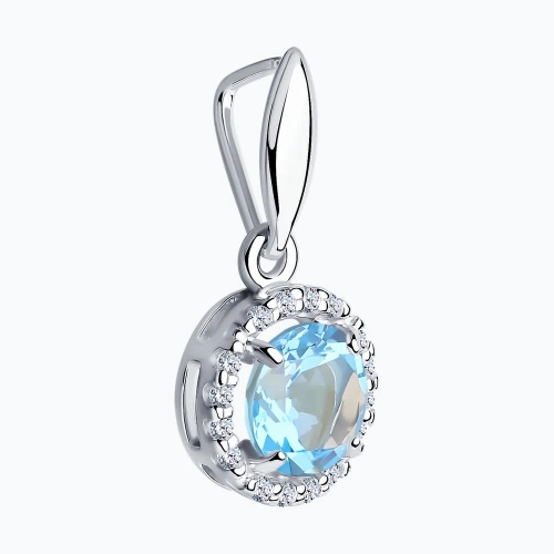 Подвеска из серебра 925 пробы с топазами и фианитами