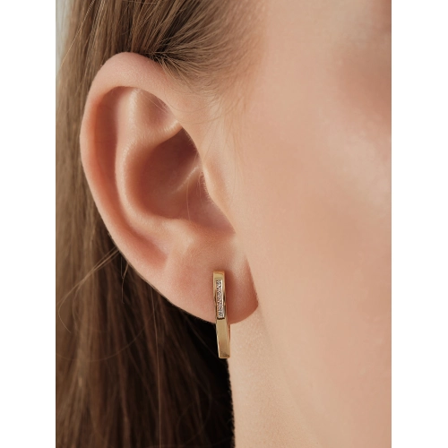 Серьги из желтого золота 585 пробы с фианитами