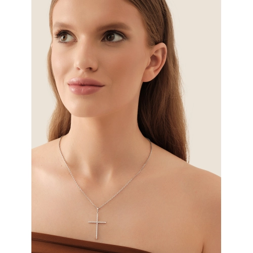 Подвеска декоративный крест из серебра 925 пробы с фианитами