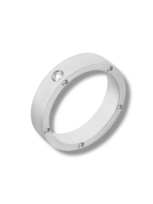 Обручальное кольцо из белого золота 585 пробы с бриллиантами