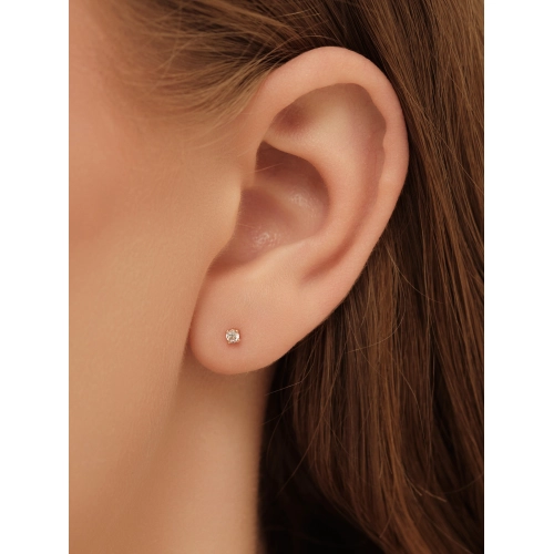 Серьги пусеты из золота 585 пробы с фианитами