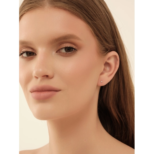 Серьги пусеты из золота 585 пробы с фианитами