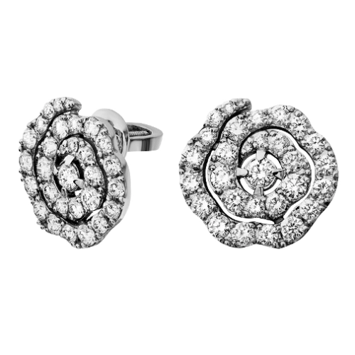 Серьги пусеты из белого золота 585 пробы с бриллиантами