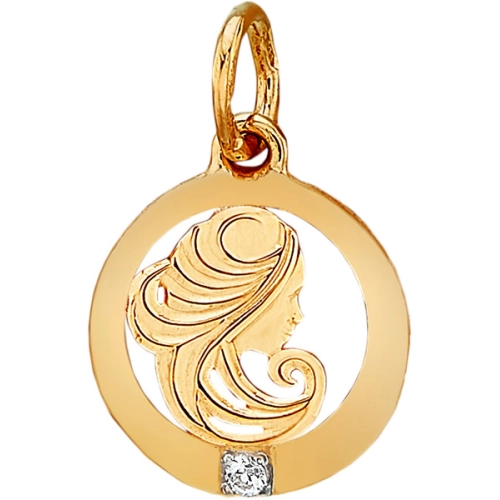 Подвеска Дева из золота 585 пробы с фианитами