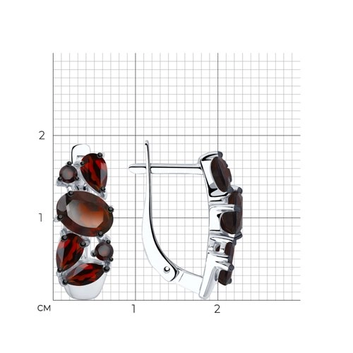 Серьги из серебра 925 пробы с гранатами