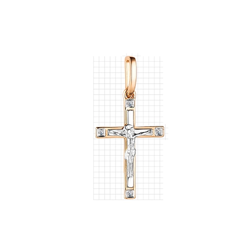 Подвеска Крест из золота 585 пробы с бриллиантами