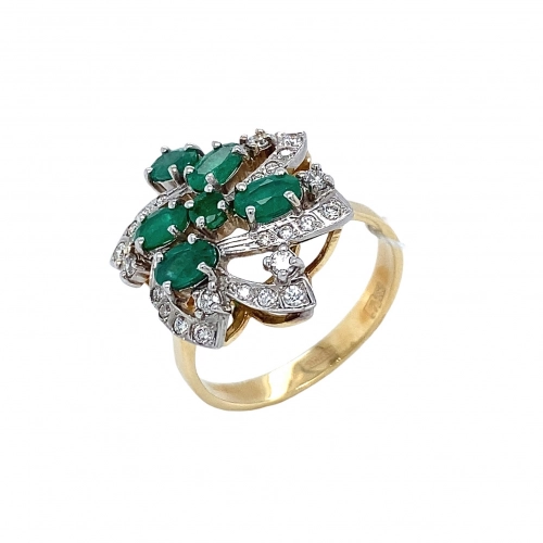 Кольцо (585 ж) изумруд, бриллиант