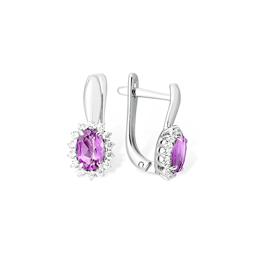Серьги из серебра 925 пробы с аметистами и фианитами