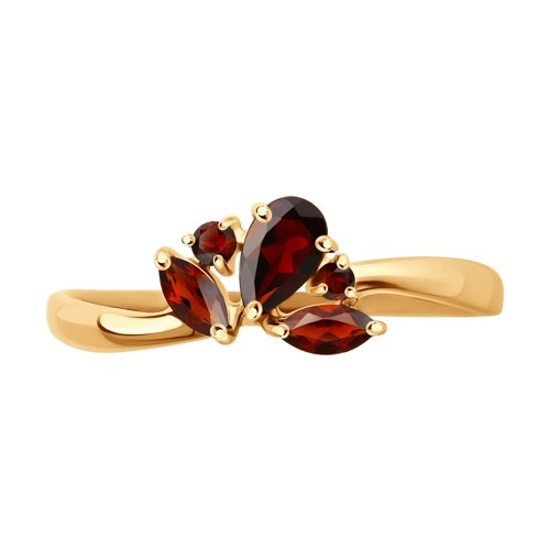 Кольцо из золота 585 пробы с гранатом