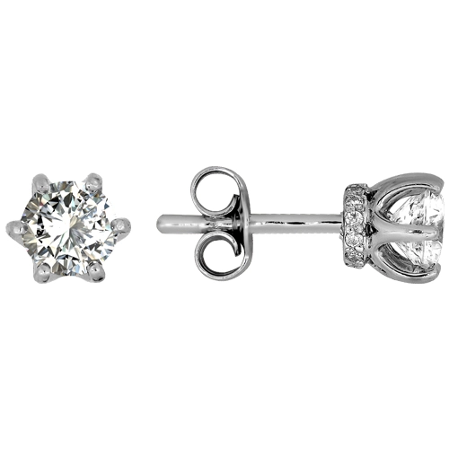 Серьги пусеты из серебра 925 пробы с цирконами