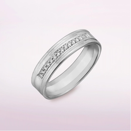 Обручальное кольцо из белого золота 585 пробы с бриллиантами