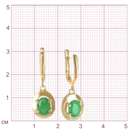 Серьги из желтого золота 585 пробы с изумрудом