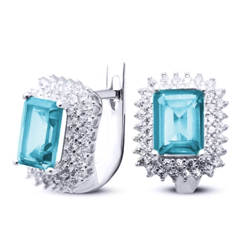 Серьги из серебра 925 пробы с топазами и фианитами