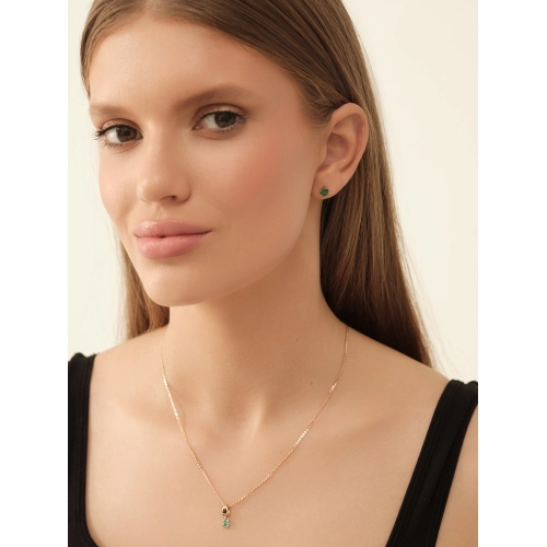 Пусеты (585) изумруд обл.