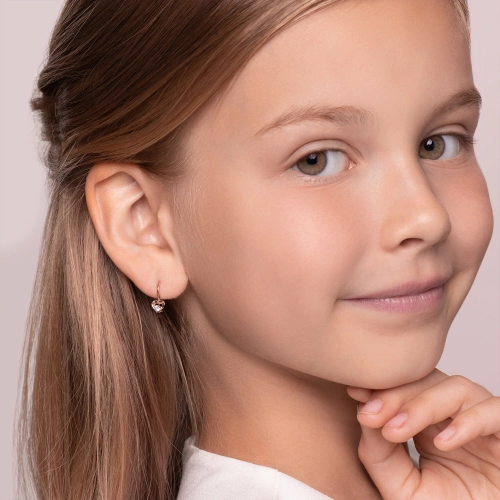 Серьги петельки из золота 585 пробы с фианитами