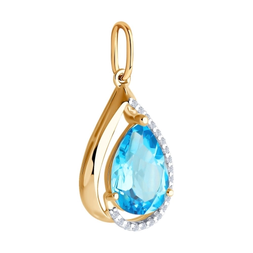 Подвеска из золота 585 пробы с топазами и фианитами