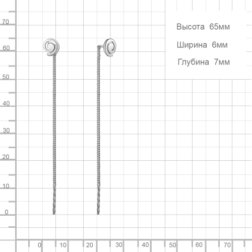 Серьги продевки из серебра 925 пробы