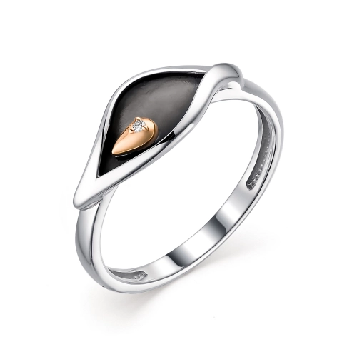 Кольцо (925+585) бриллиант