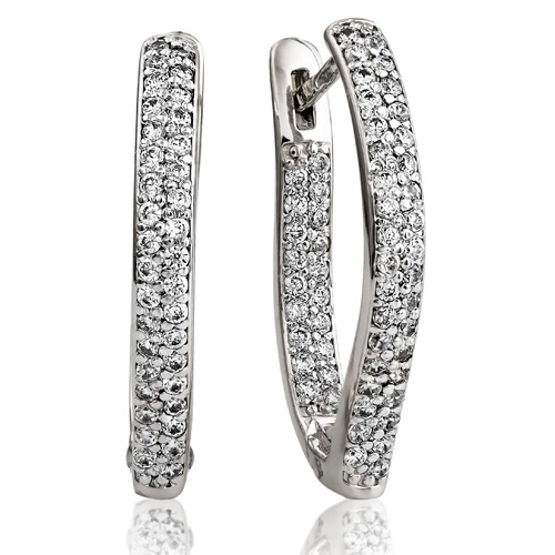 Серьги из серебра 925 пробы с фианитами
