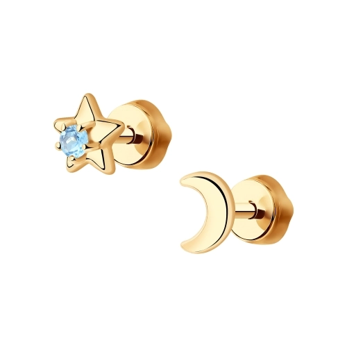 Серьги пусеты из золота 585 пробы с топазами