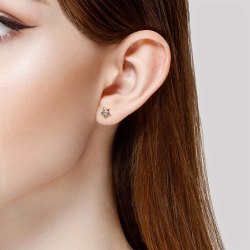 Серьги пусеты из золота 585 пробы с топазами