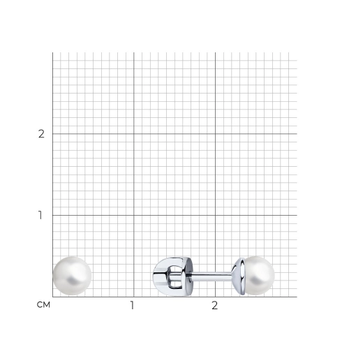 Серьги пусеты из серебра 925 пробы с искусственным жемчугом
