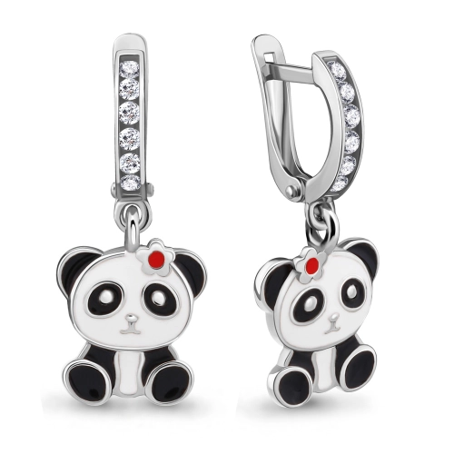Серьги (925) эмаль, фианит 