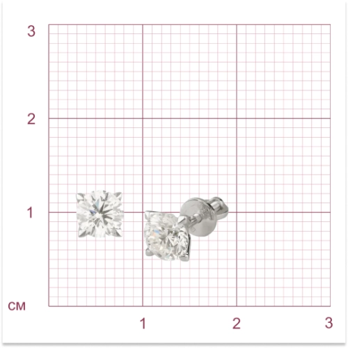 Серьги пусеты из белого золота 750 пробы с бриллиантами
