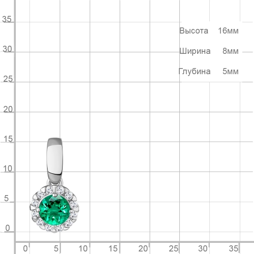 Подвеска (925) корунд изумруд синт., фианит