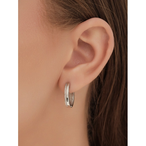 Серьги из белого золота 585 пробы с фианитами