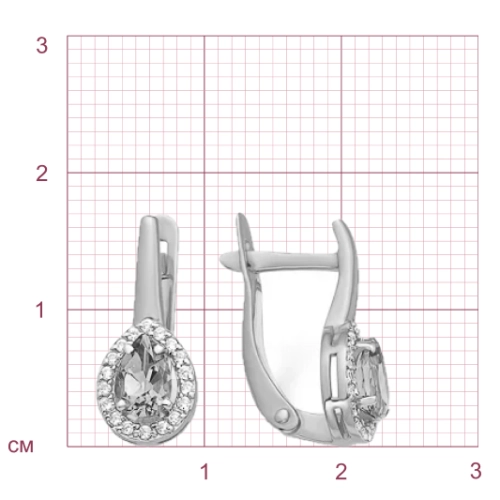 Серьги из золота 585 пробы с топазом London Blue и фианитами