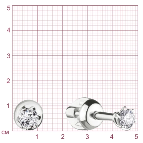 Серьги пусеты из белого золота 585 пробы с бриллиантами