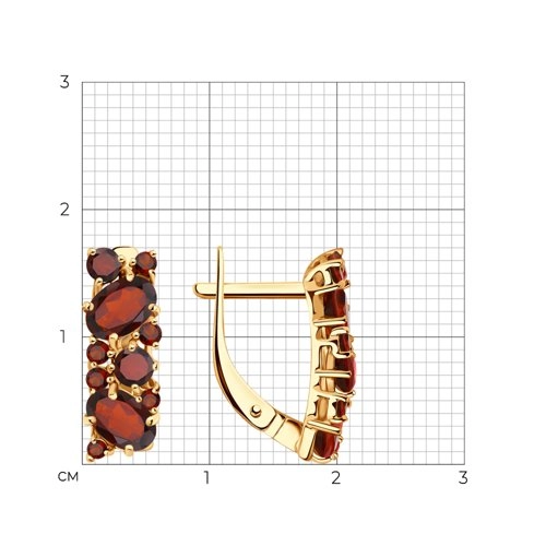 Серьги из золота 585 пробы с гранатом