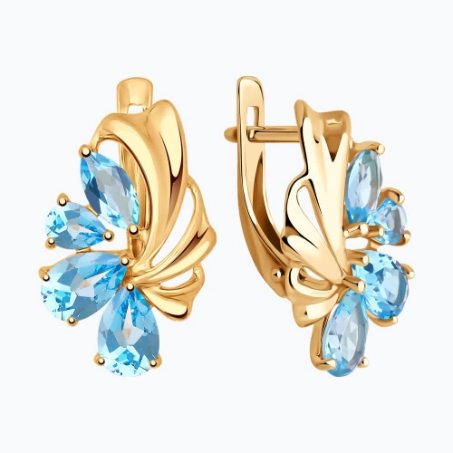 Серьги из золота 585 пробы с топазами