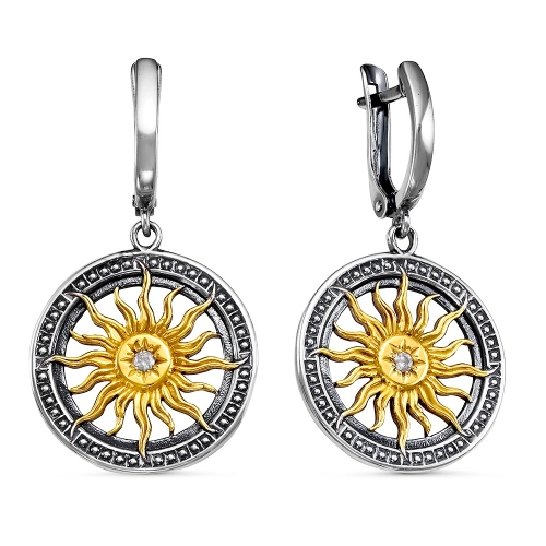 Серьги из серебра 925 пробы с фианитами