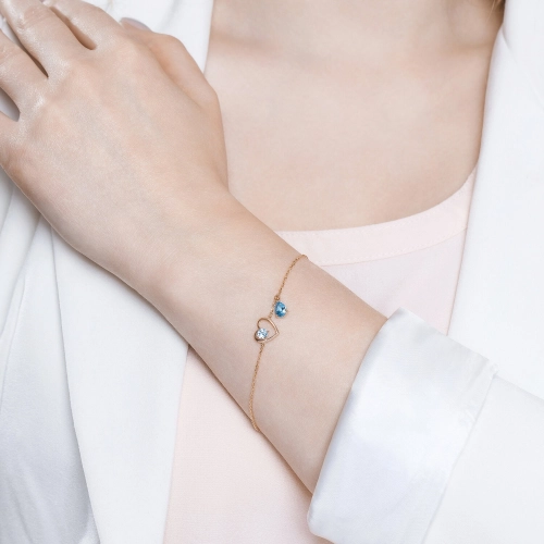 Браслет из золота 585 пробы с топазом