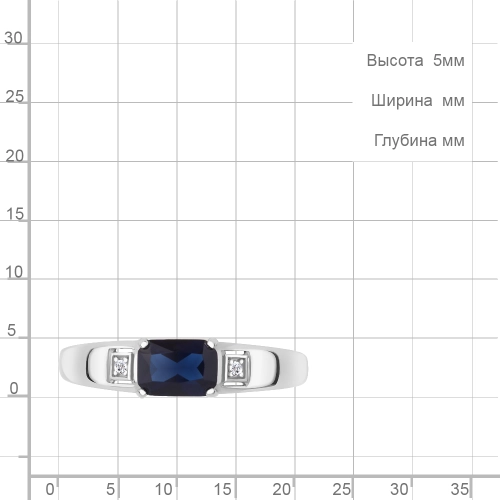 Кольцо из серебра 925 пробы с искусственным сапфиром и фианитами