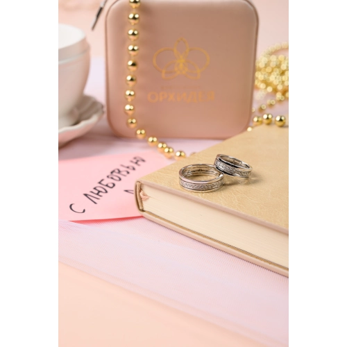 Обручальное кольцо из белого золота 585 пробы с бриллиантами