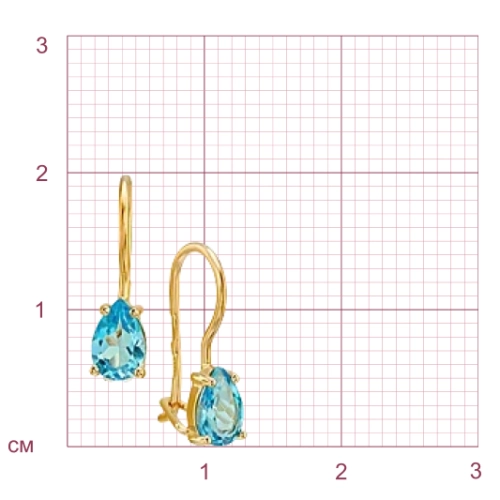 Серьги петельки из золота 585 пробы с фианитами