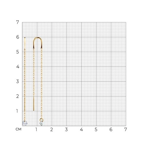 Серьги продевки из золота 585 пробы с фианитами