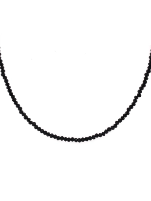 Колье чокер из серебра 925 пробы с искусственной черной шпинелью