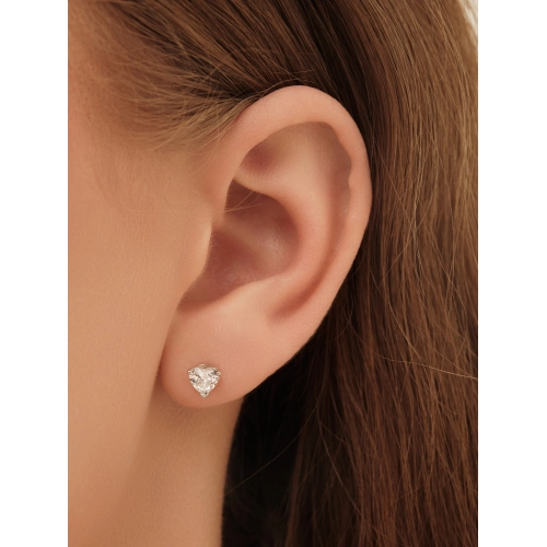 Серьги пусеты из белого золота 585 пробы с фианитами